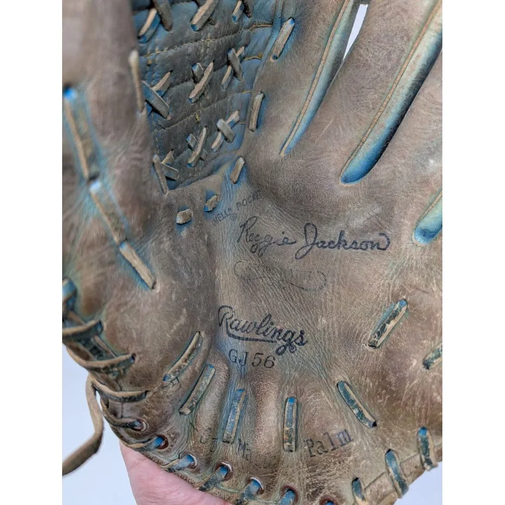 Vintage Rawlings GJ56 Reggie Jackson Baseball‎ Glove Wingtip Blue RHT 11